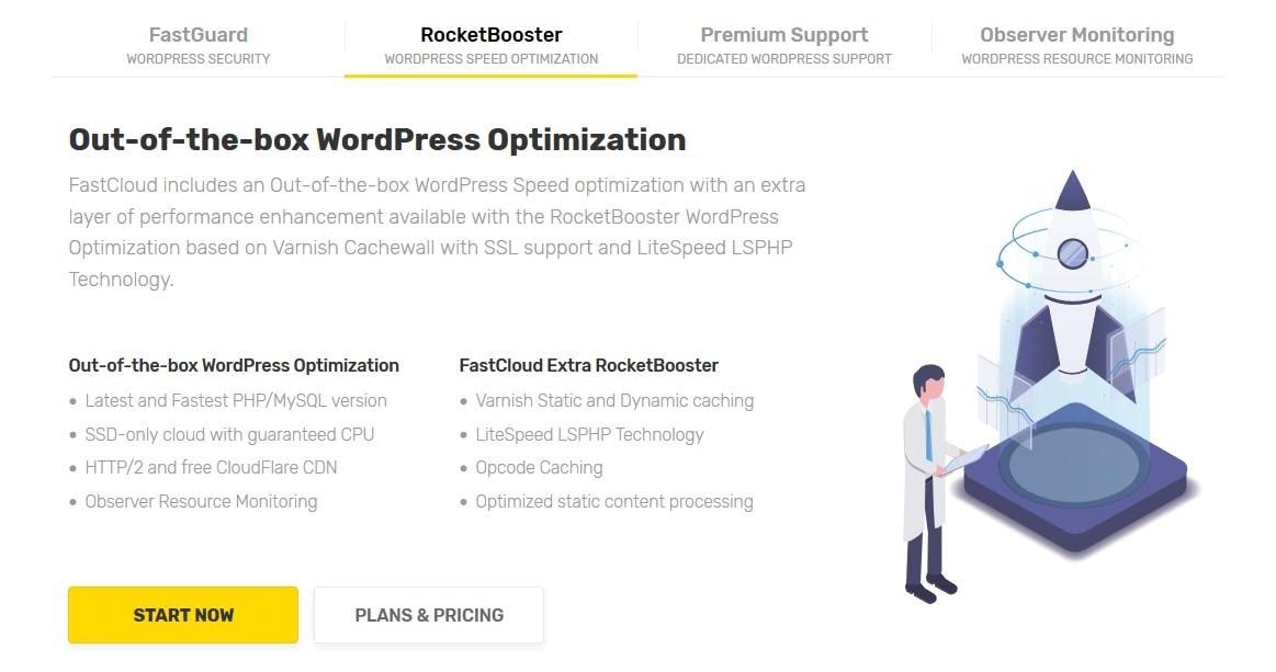 FastComet's RocketBooster platform for WordPress