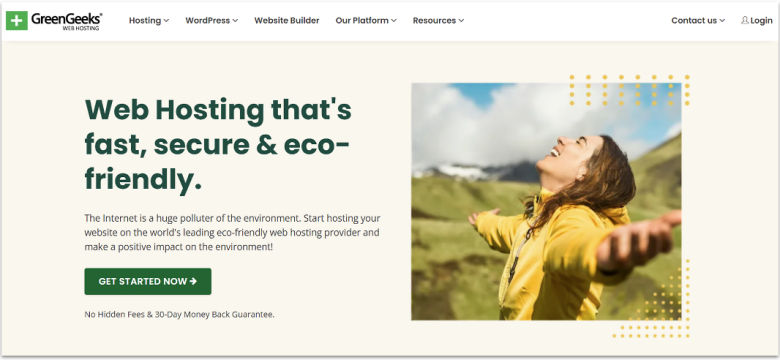 GreenGeeks homepage.