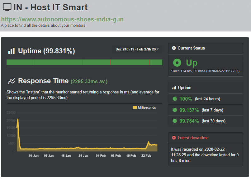 HostItSmart UptimeRobot test result
