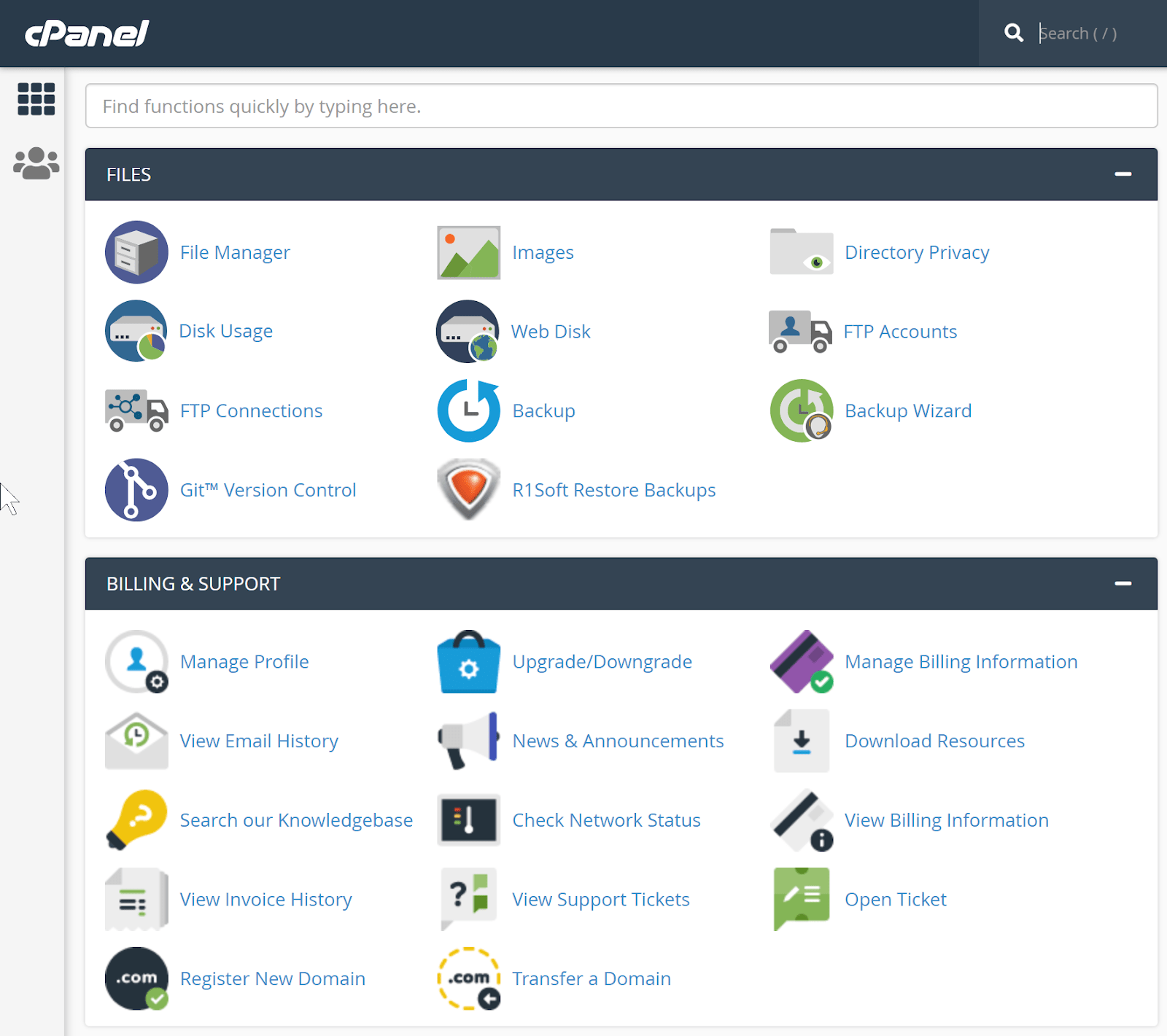 Webslice - Backup applications in cPanel