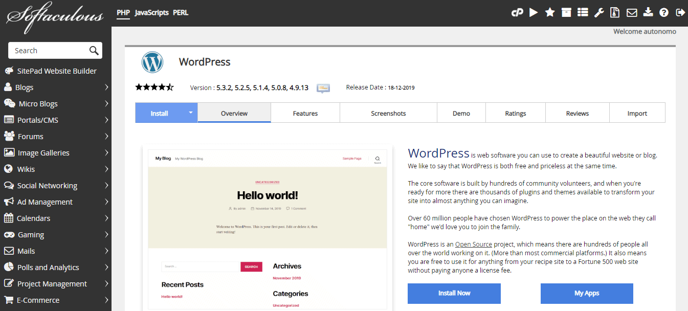 Webslice - WordPress one-click installer
