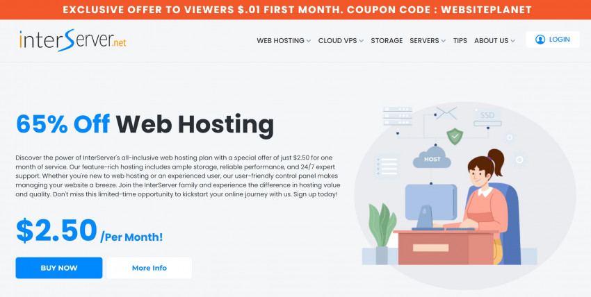 Screenshot of discount offer on InterServer's website