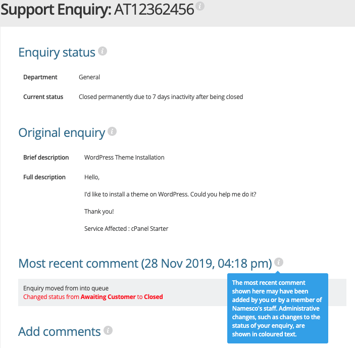 Names.co.uk didn't bother to respond to my support ticket