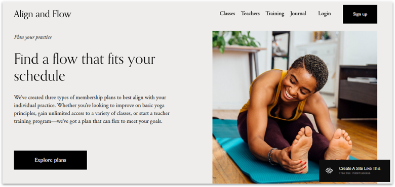 Sign Up section of a Squarespace's membership template