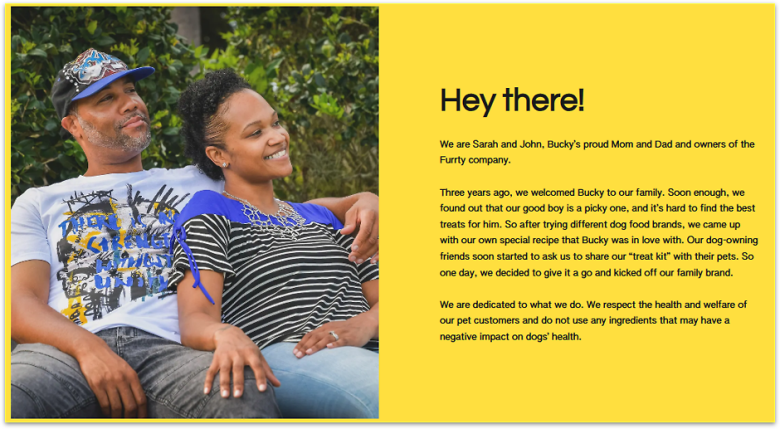 About page of Ecwid's pet website template