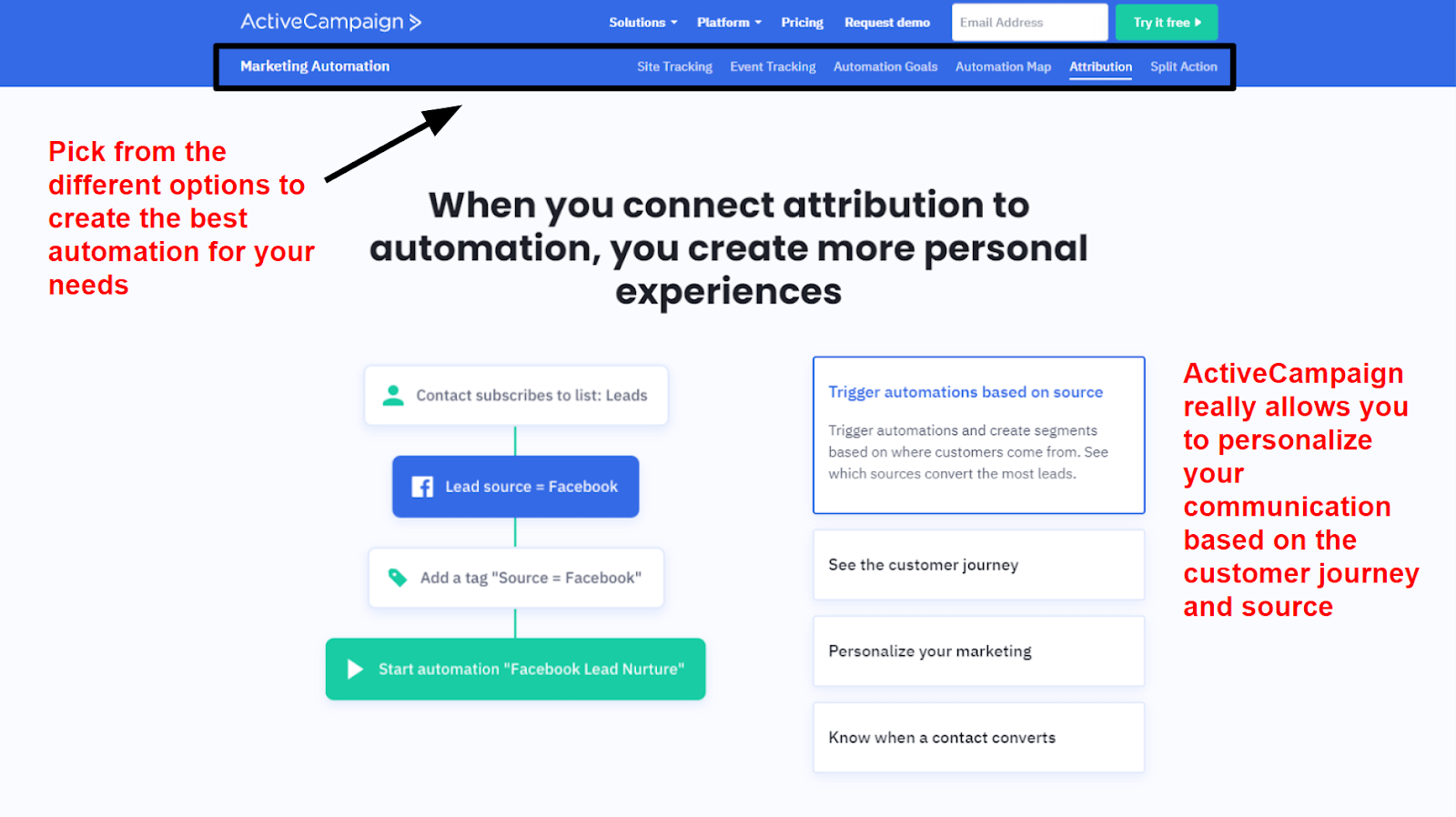 ActiveCampaign - automation options