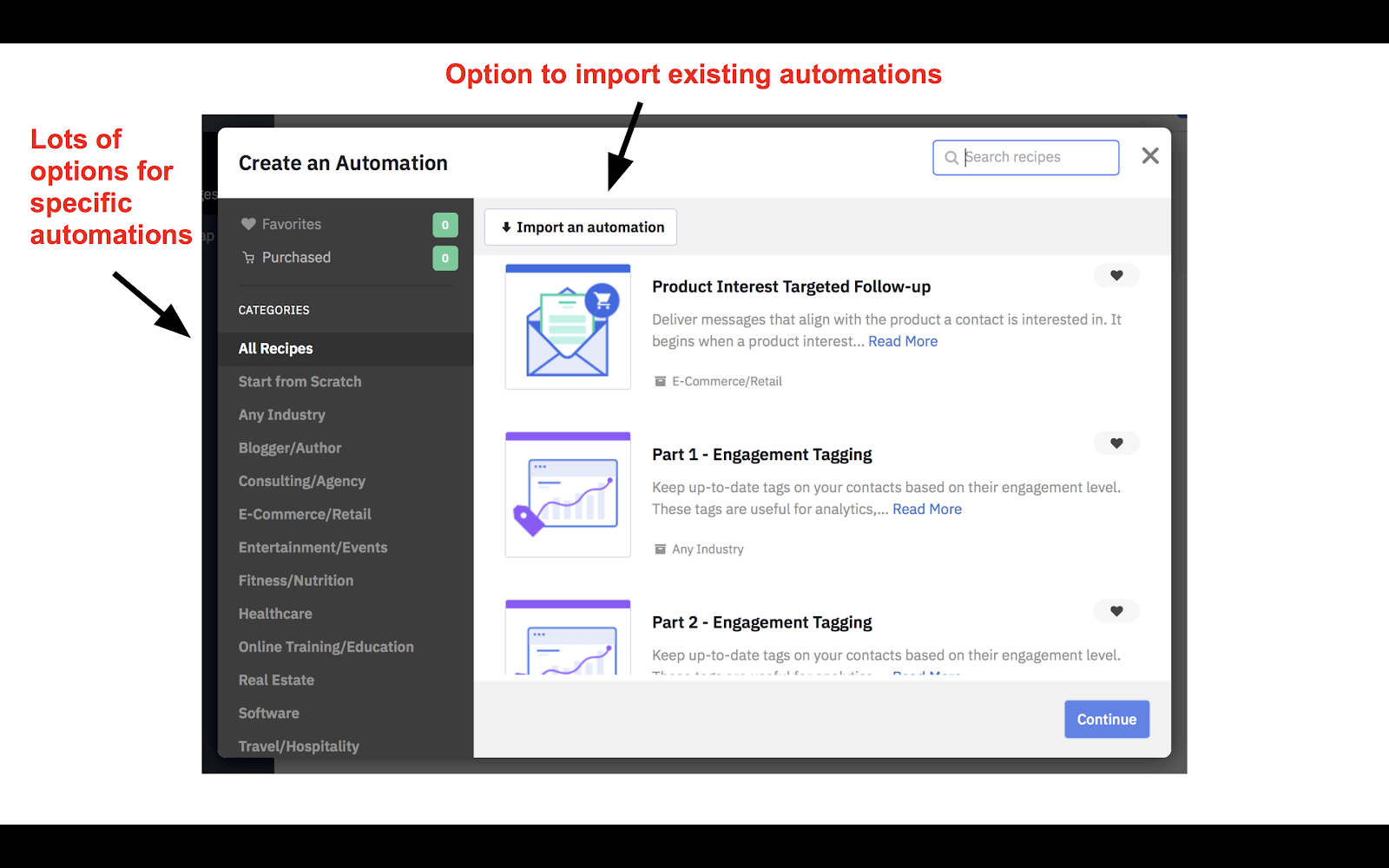 ActiveCampaign automation options