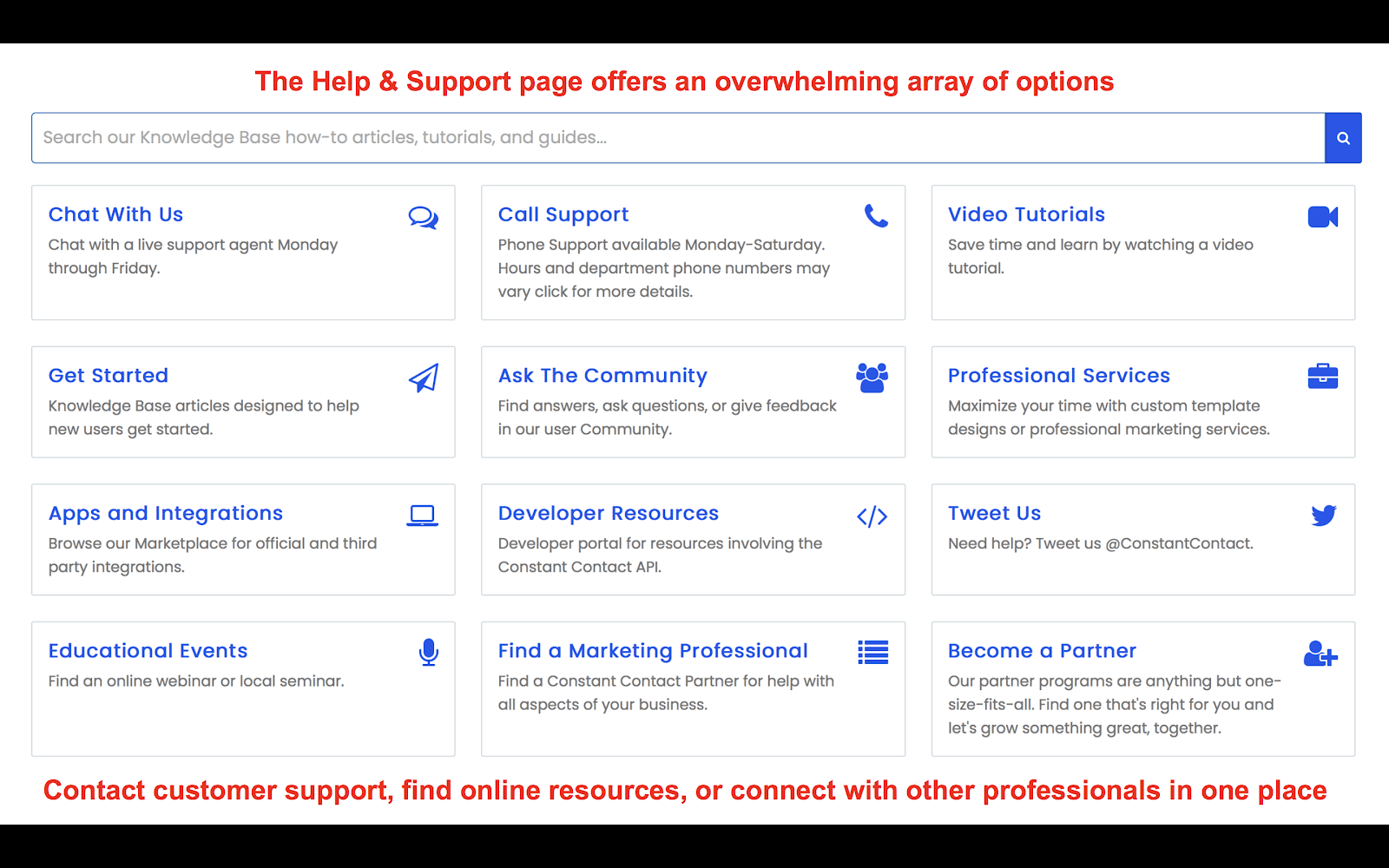 Constant Contact Help & Support page