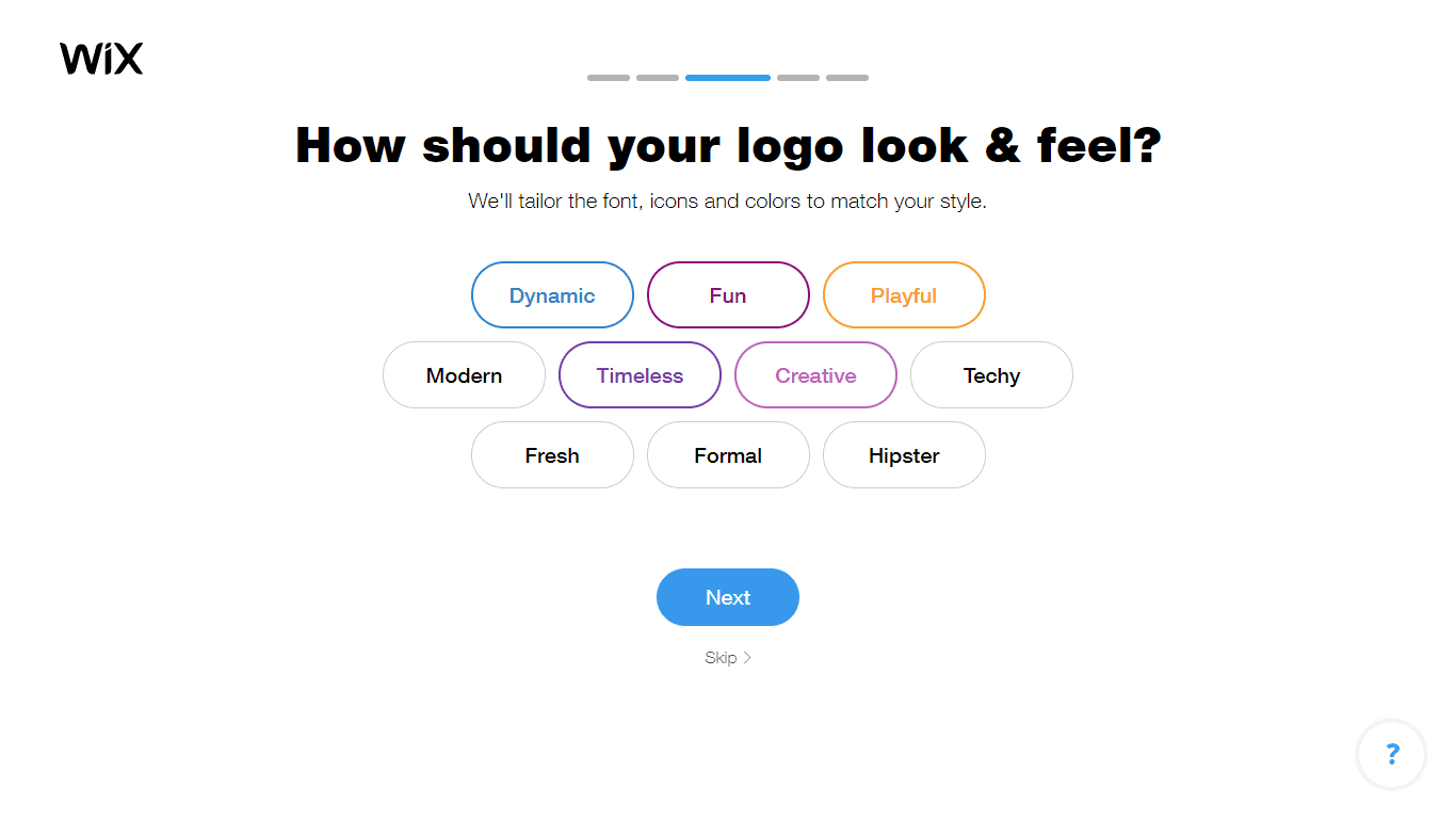 Wix Logo Maker screenshot - look & feel