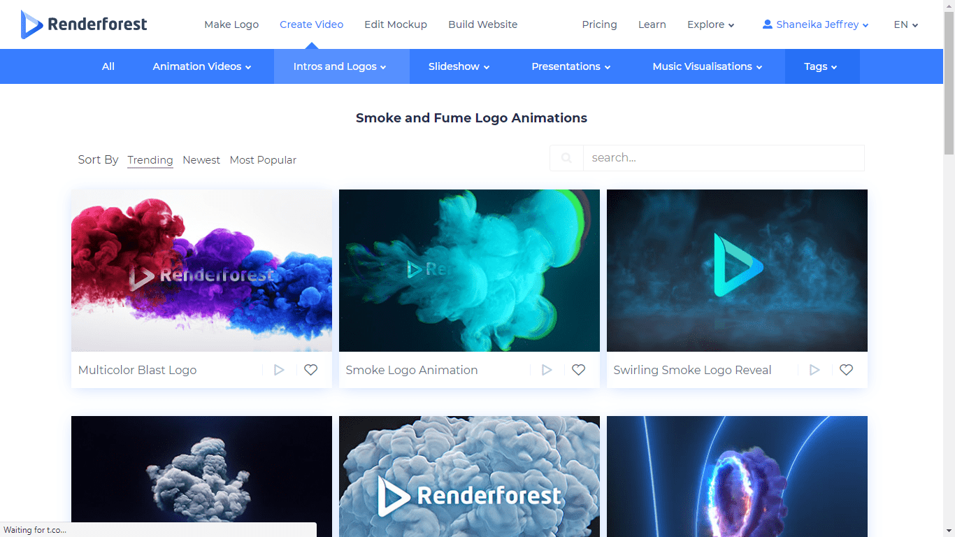 Renderforest screenshot - Smoke and Fume Logo Animations
