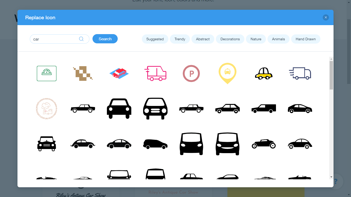 Wix Logo Maker screenshot - car icons