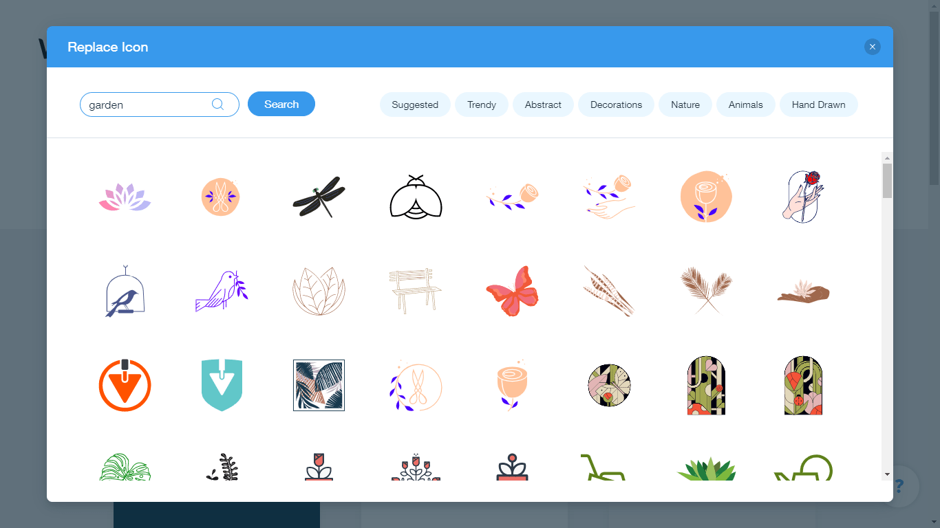 Wix Logo Maker screenshot - garden icons