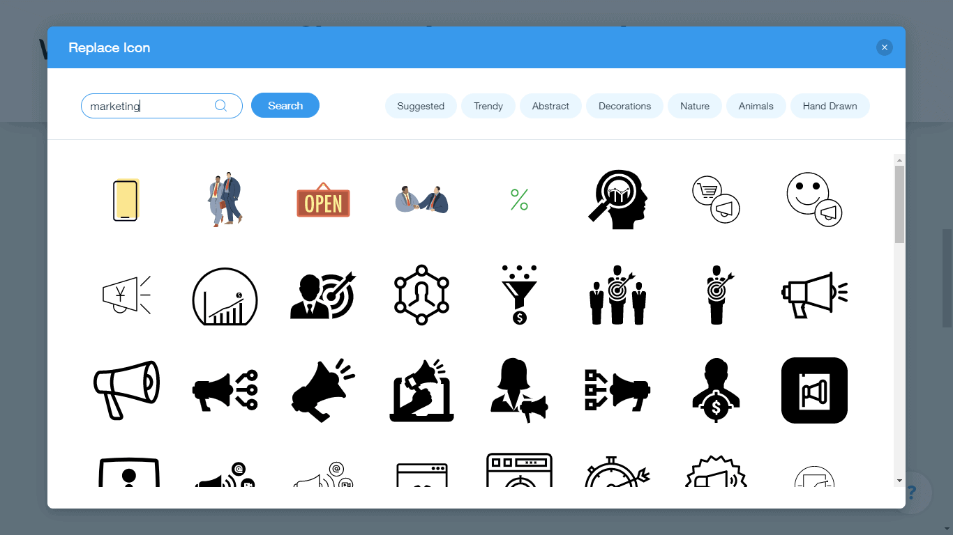 Wix Logo Maker screenshot - marketing icons