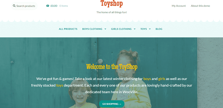 A hero image from the WooCommerce ToyShop theme