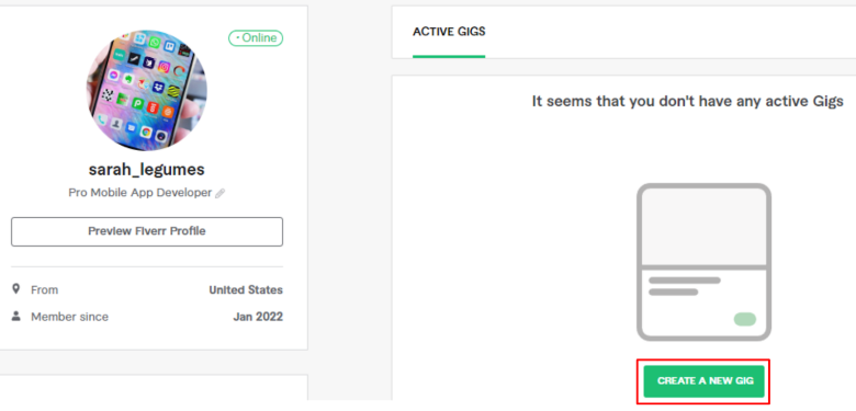 Fiverr create a new gig