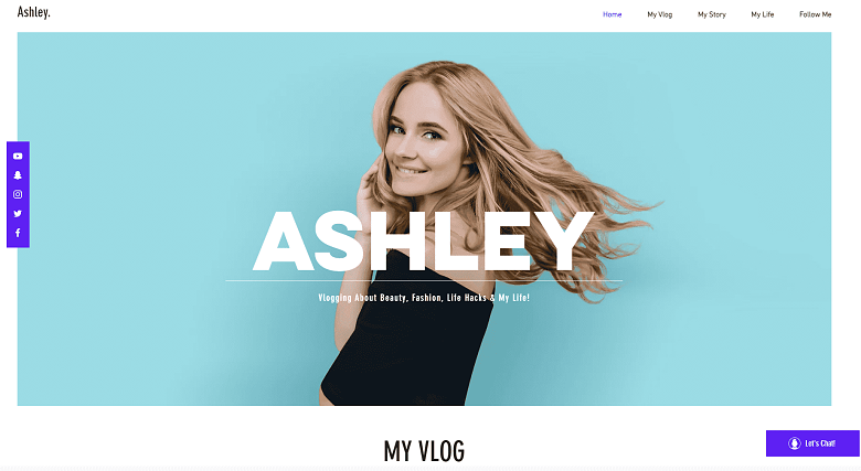 Personal vlog template - Wix
