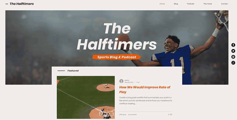 Sports blog podcast template - Wix