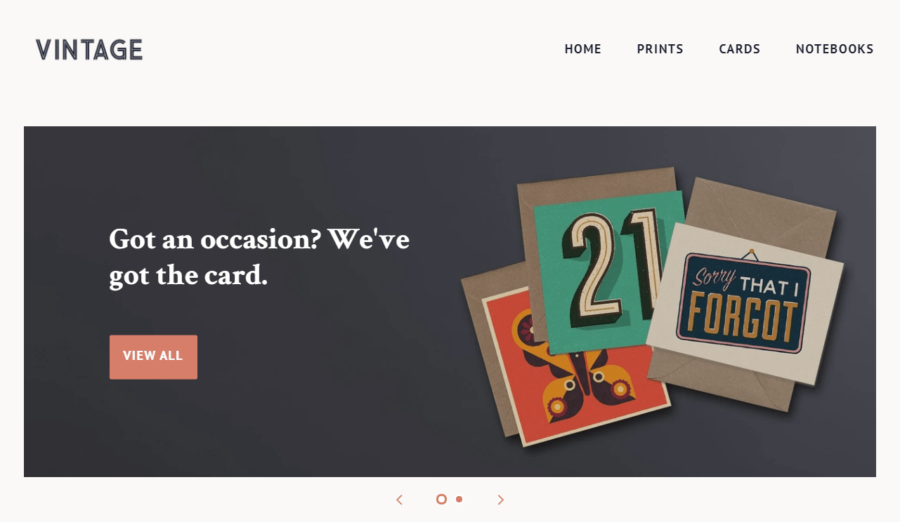 The vintage version of Shopify's Minimal theme