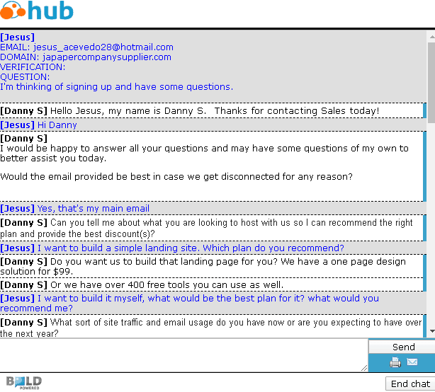 Web Hosting Hub - live chat 2