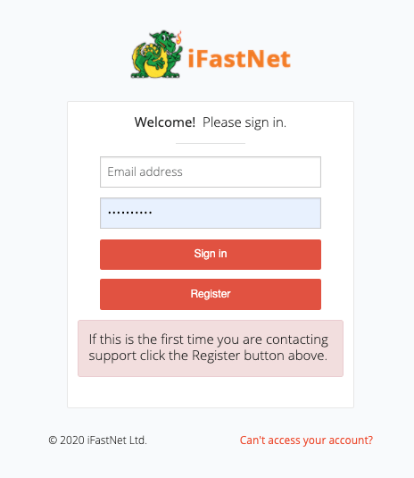 iFastNet support registration