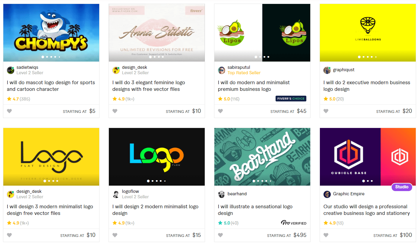 Logo design gigs on Fiverr