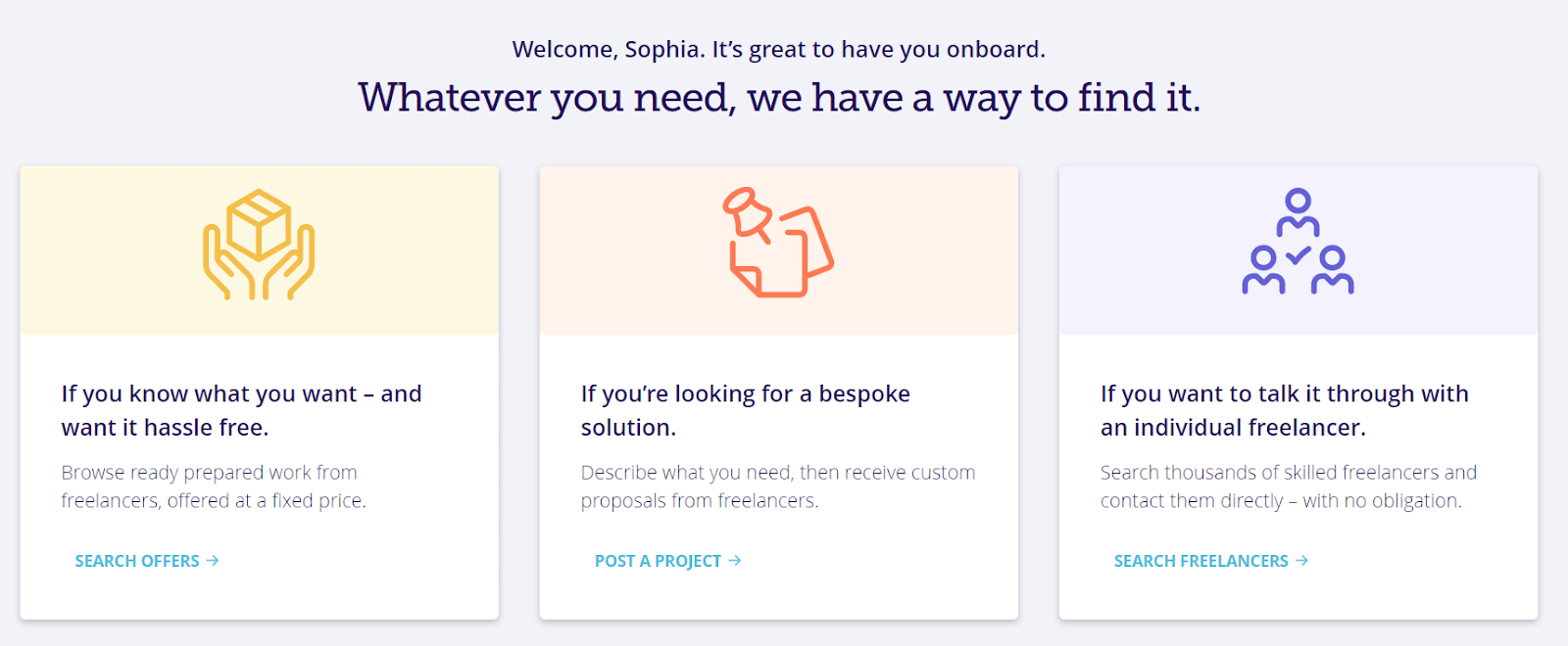 PeoplePerHour's options for browsing freelancers