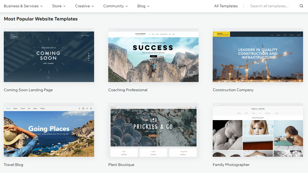 Wix template library