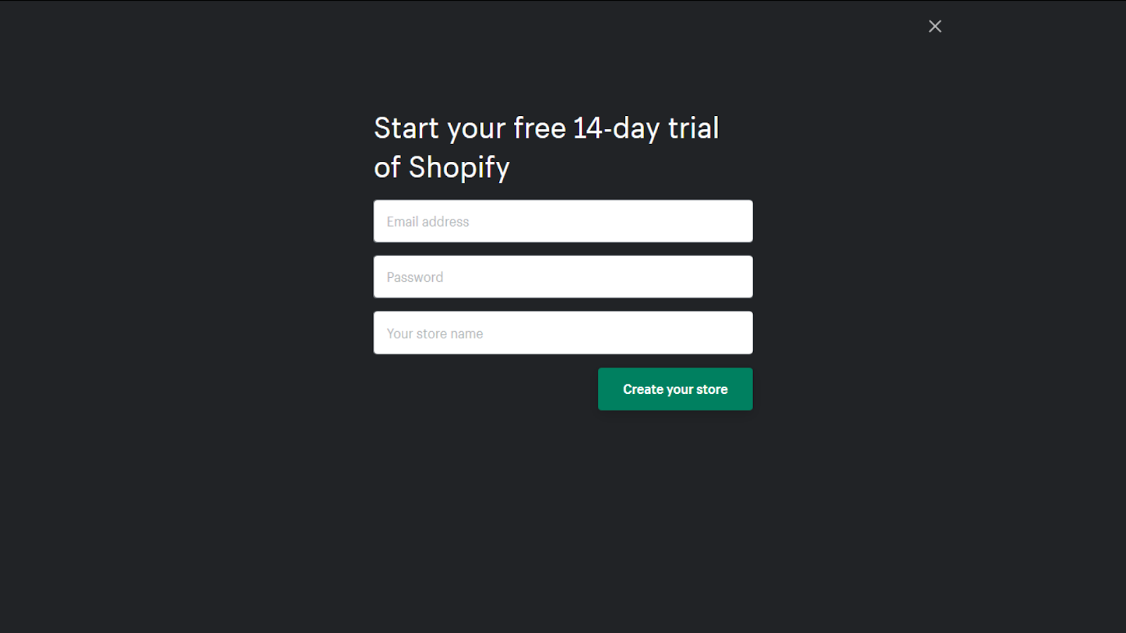 Shopify signup form