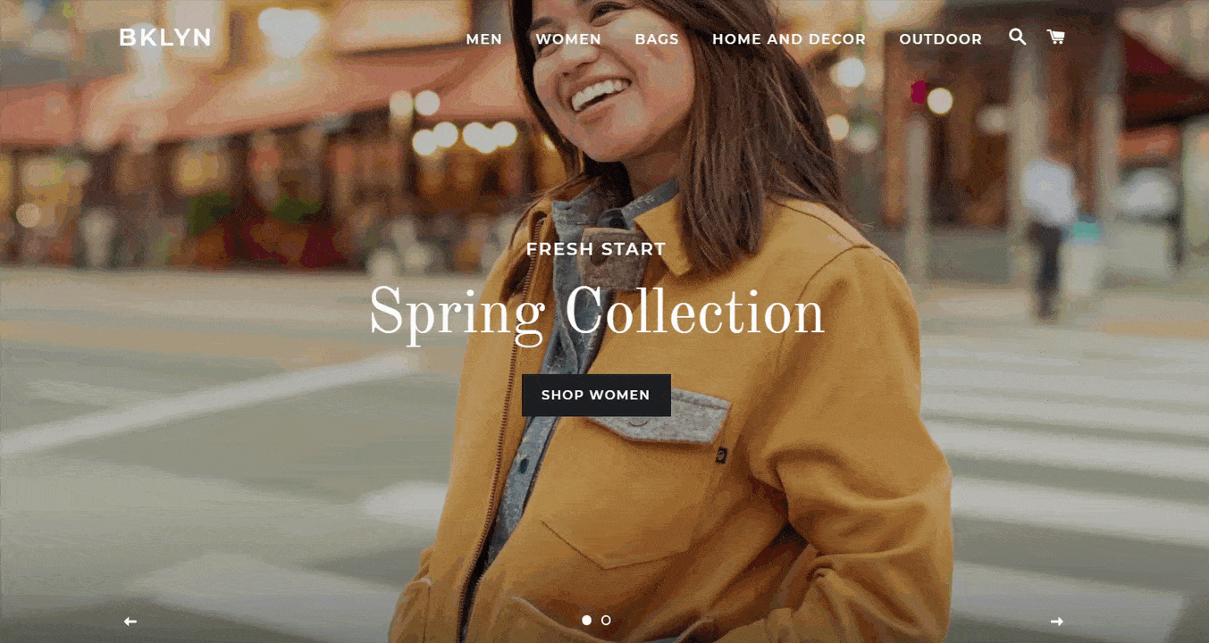 Shopify's Brooklyn theme features attractive image layout