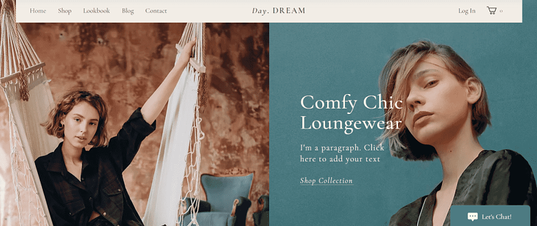 the-home-page-of-wix's-loungewear-store-template