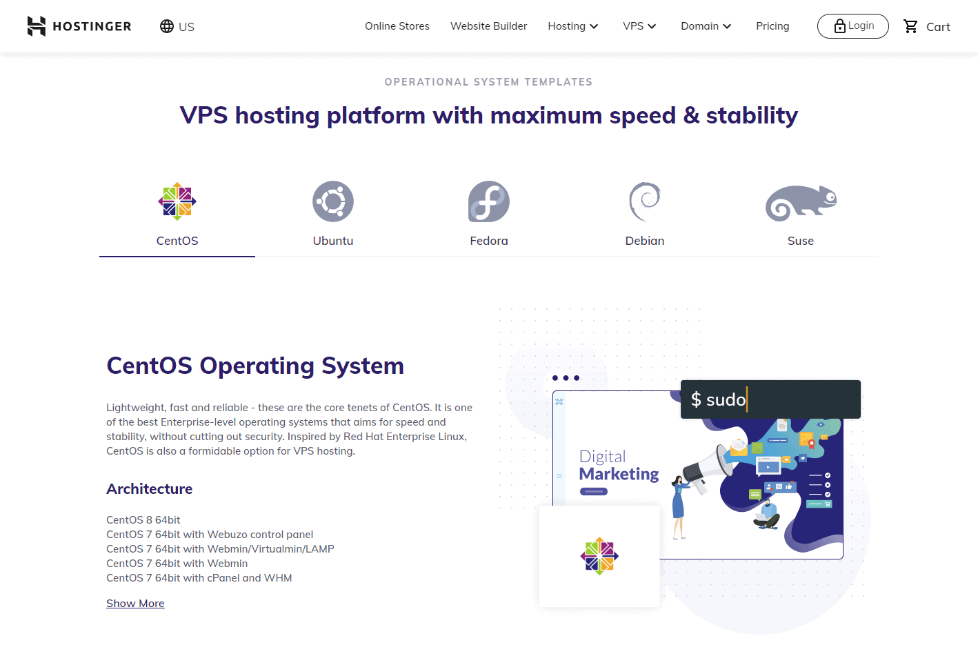 Hostinger's VPS features page