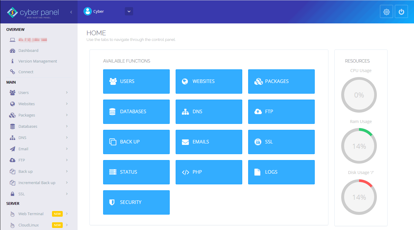 CyberPanel VPS control panel