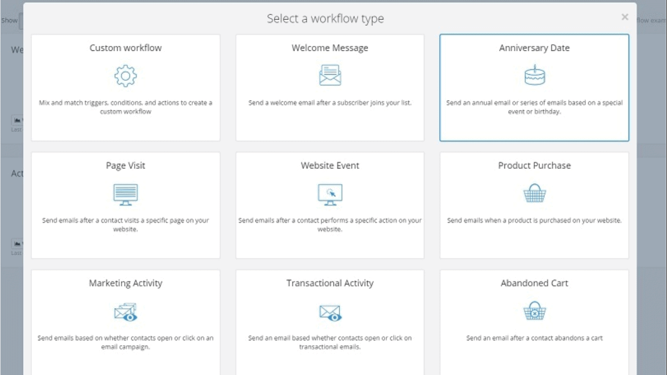 Sendinblue's workflow templates