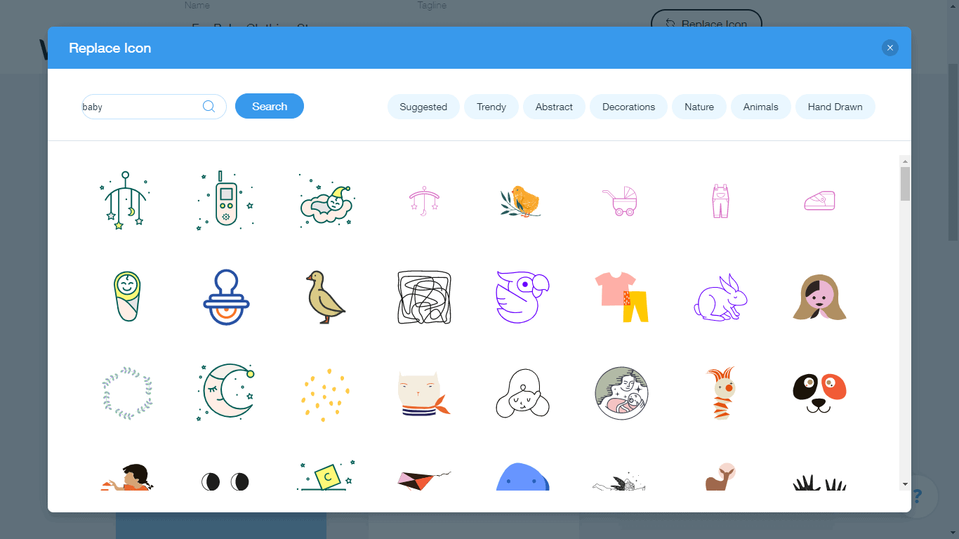Wix Logo Maker screenshot - baby icons