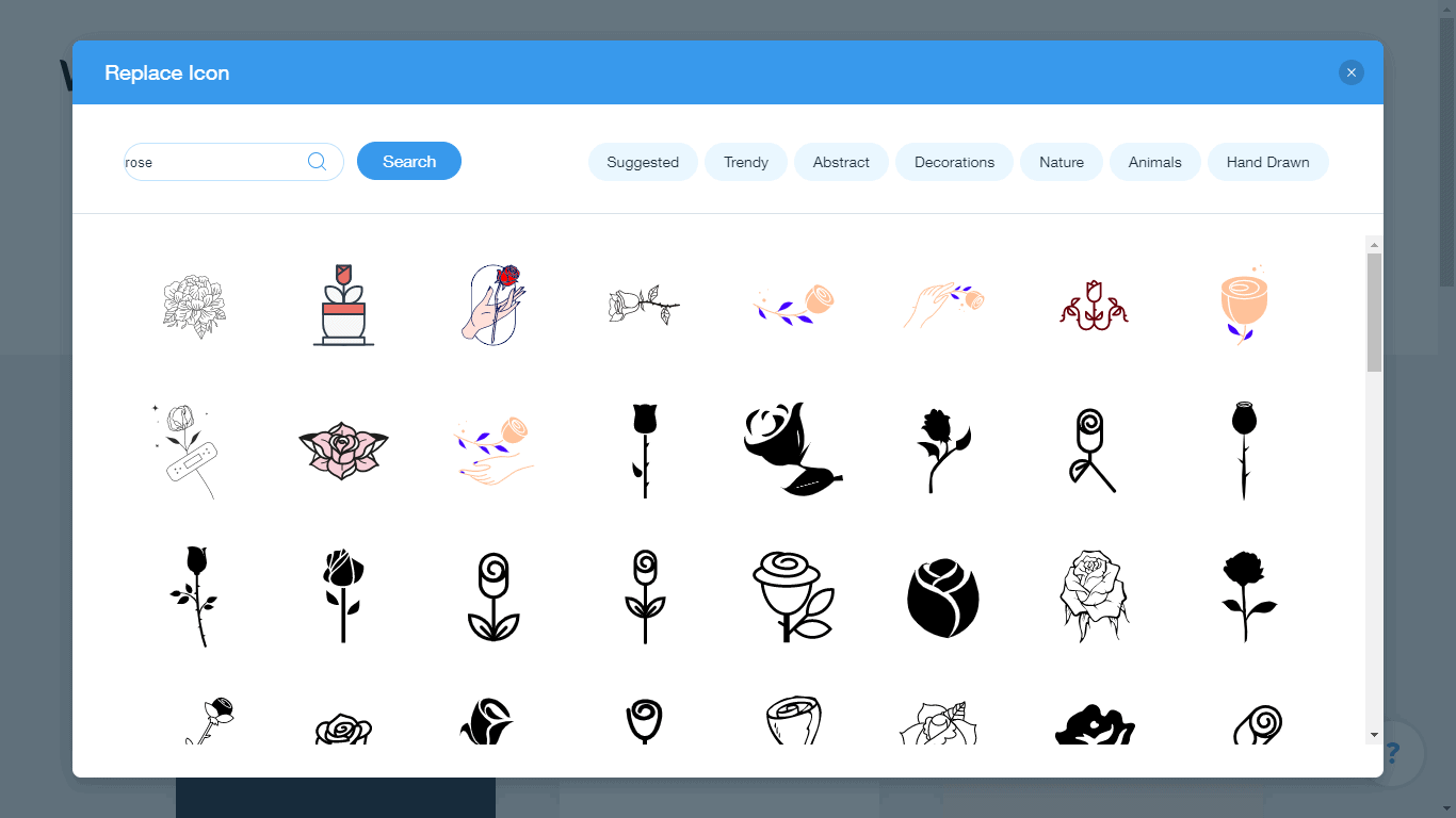 Wix Logo Maker screenshot - rose icons