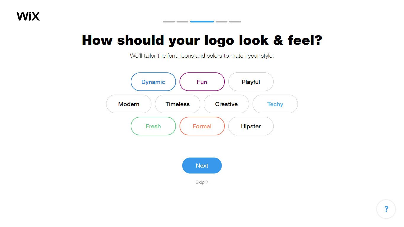 Wix Logo Maker screenshot - look & feel