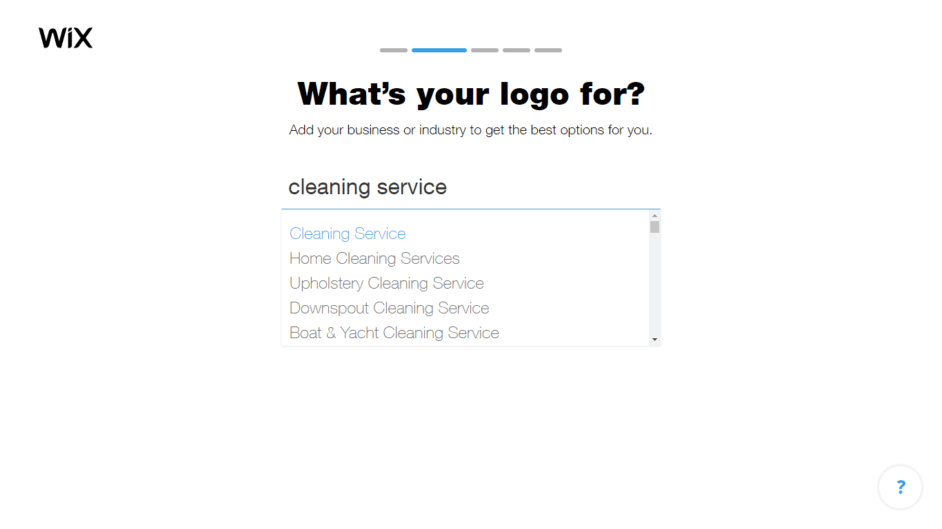 Wix Logo Maker screenshot - Choose industry
