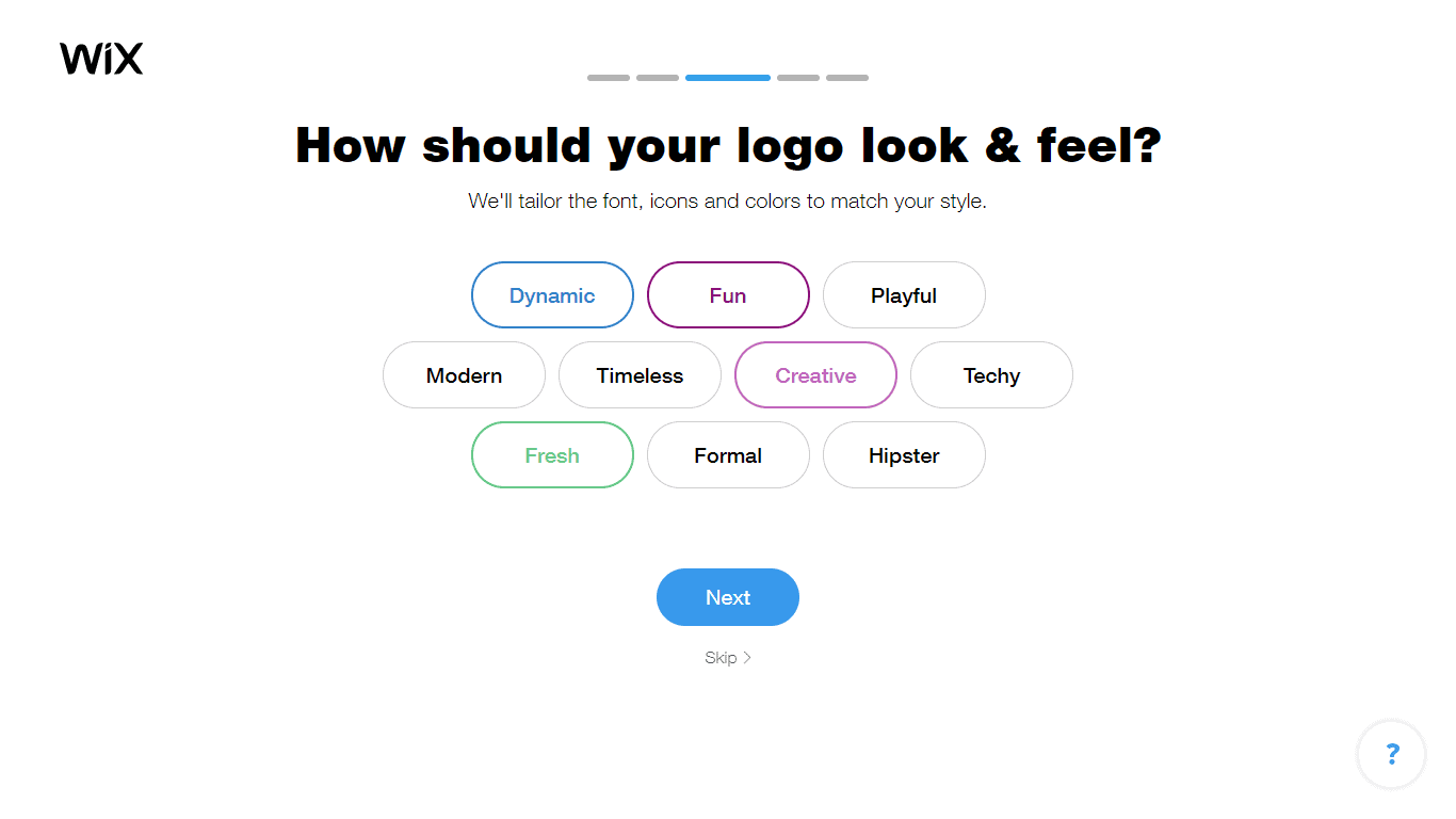 Wix Logo Maker screenshot - look & feel