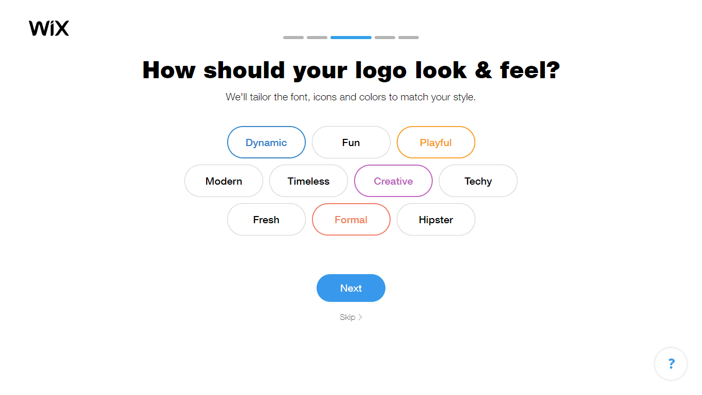 Wix Logo Maker screenshot - look & feel