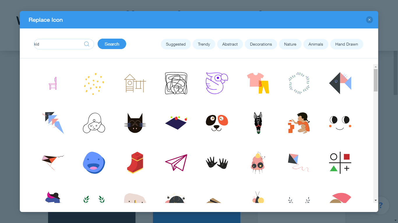 Wix Logo Maker screenshot - kid icons