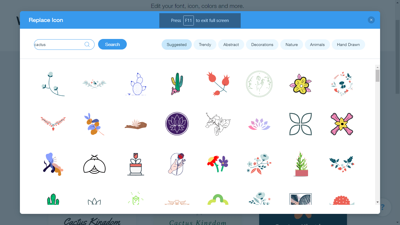 Wix Logo Maker screenshot - cactus icons