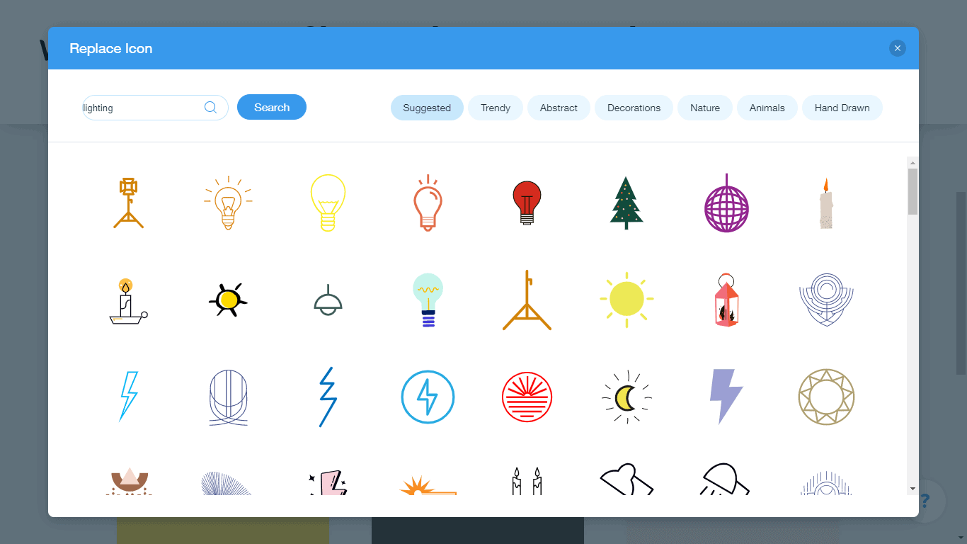 Wix Logo Maker screenshot - lighting icons