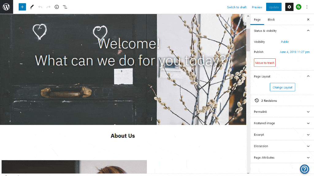 the Weebly site editor