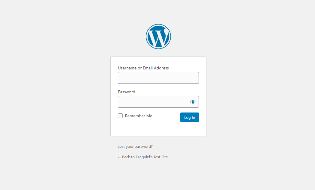 the WordPress login screen