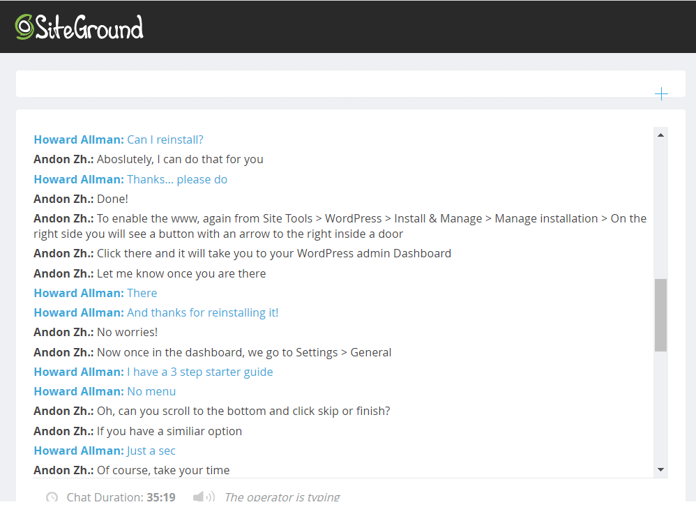 [SiteGround] - [Support chat]