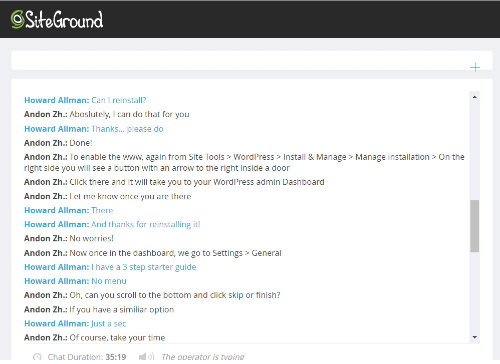 [SiteGround] - [support chat]