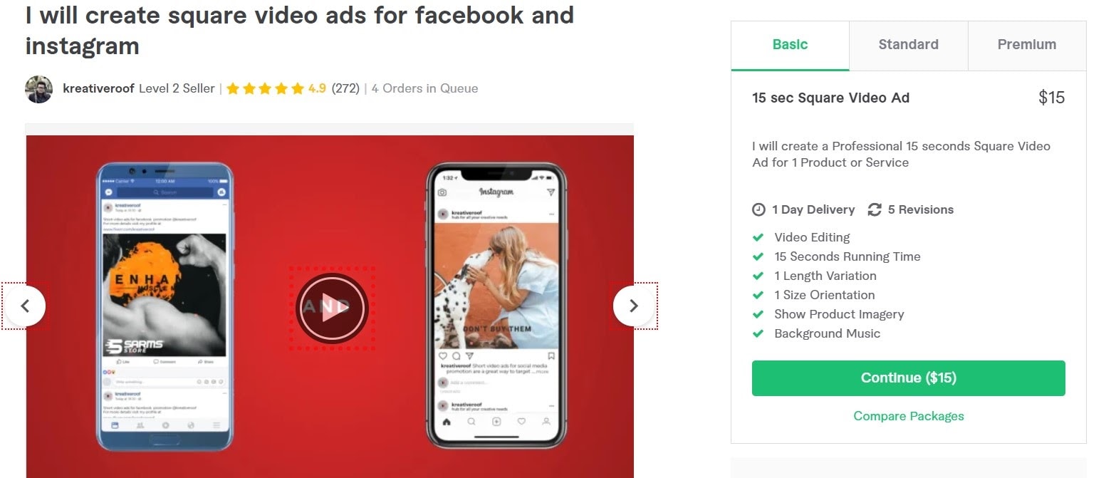 Kreativeroof Facebook Video Ads Gig on Fiverr