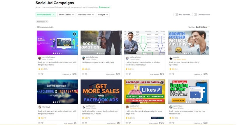 Social ad campaigns on Fiverr