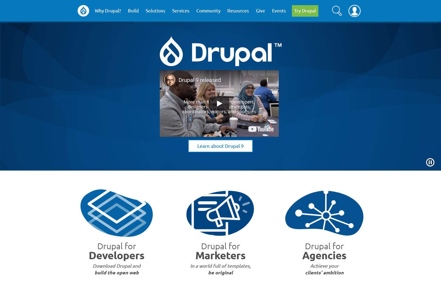 the Drupal home page