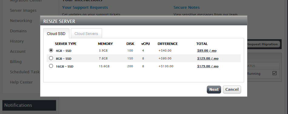 Liquid Web resize server